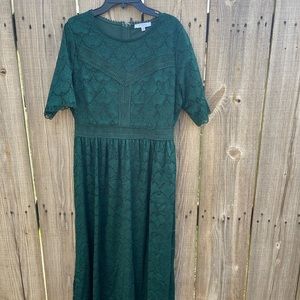 Lace emerald green modest dress